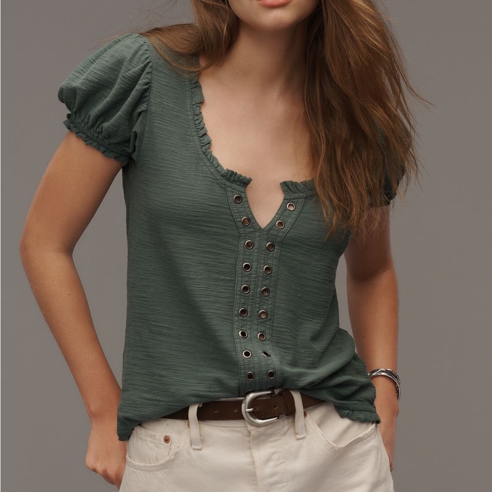 Pilcro for Anthropologie Elegant Green Women's T-shirt